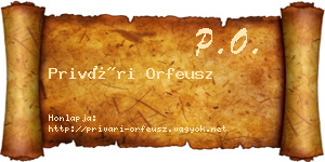 Privári Orfeusz névjegykártya